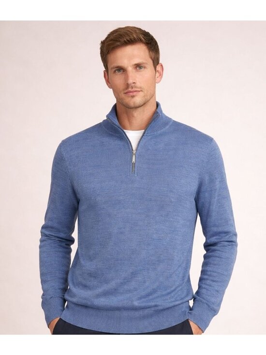 J. Crew Other - J.Crew Factory Machine-Washable Merino Blend Half-Zip Sweater Men’s Large Blue